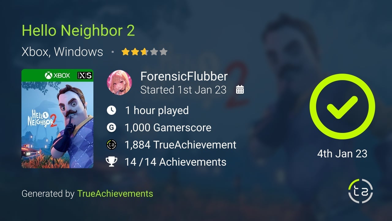 Hello Neighbor 2 achievement summary